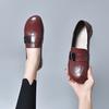 Fashion Genuine Leather Women Office Shoes High-heeled Women Dress Shoes Size 34-41 Handmade Soft Sole Thick Heel Cowhide Women Shoes