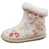 Winter 2025 Girls' Hanfu Butterfly Snow Boots: Handmade Velvet Embroidered Cotton Shoes