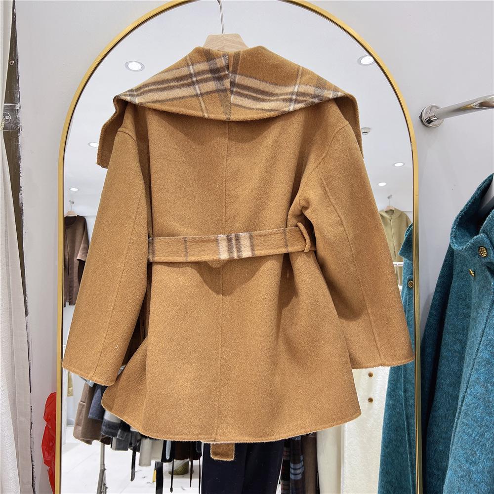 Scarlet Women's Double-Sided Cashmere Coat - 2024 Winter Mid-Length Belted Slimming Design