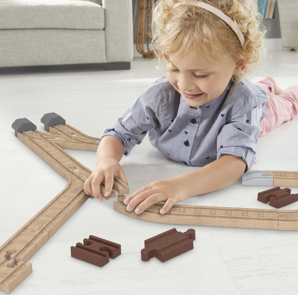 Mattel Tomáš a jeho dřevěná kolejnice. Vytvořte si vlastní originální sadu prodloužených kolejnic s rovnou zakřivenou konstrukcí, která se prodává roky starou a má HDX06. (Thomas) kurs!