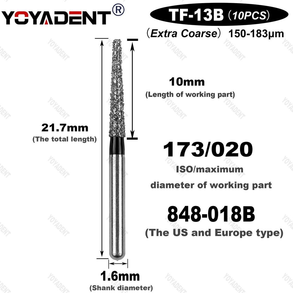 TF Type Extra Coarse Dental Bur Diamond Burs Dentistry Drills Dia.1.6mm For High Speed Turbines Dentist Grinding Tool 10pcs/Pack