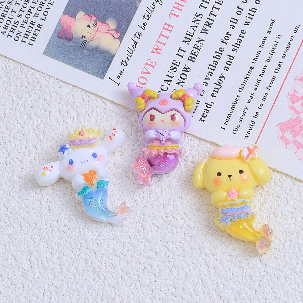 12/120PCS Cute Little Animal Mermaid Cartoon Handmade DIY Cream Glue Resin Small Accessory Jewelry Phone Case Handmade Material