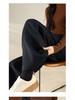 Women's Gray Wool High-Waisted Wide-Leg Floral Pants - Winter Casual, Thickened, Loose, Slimming, Versatile