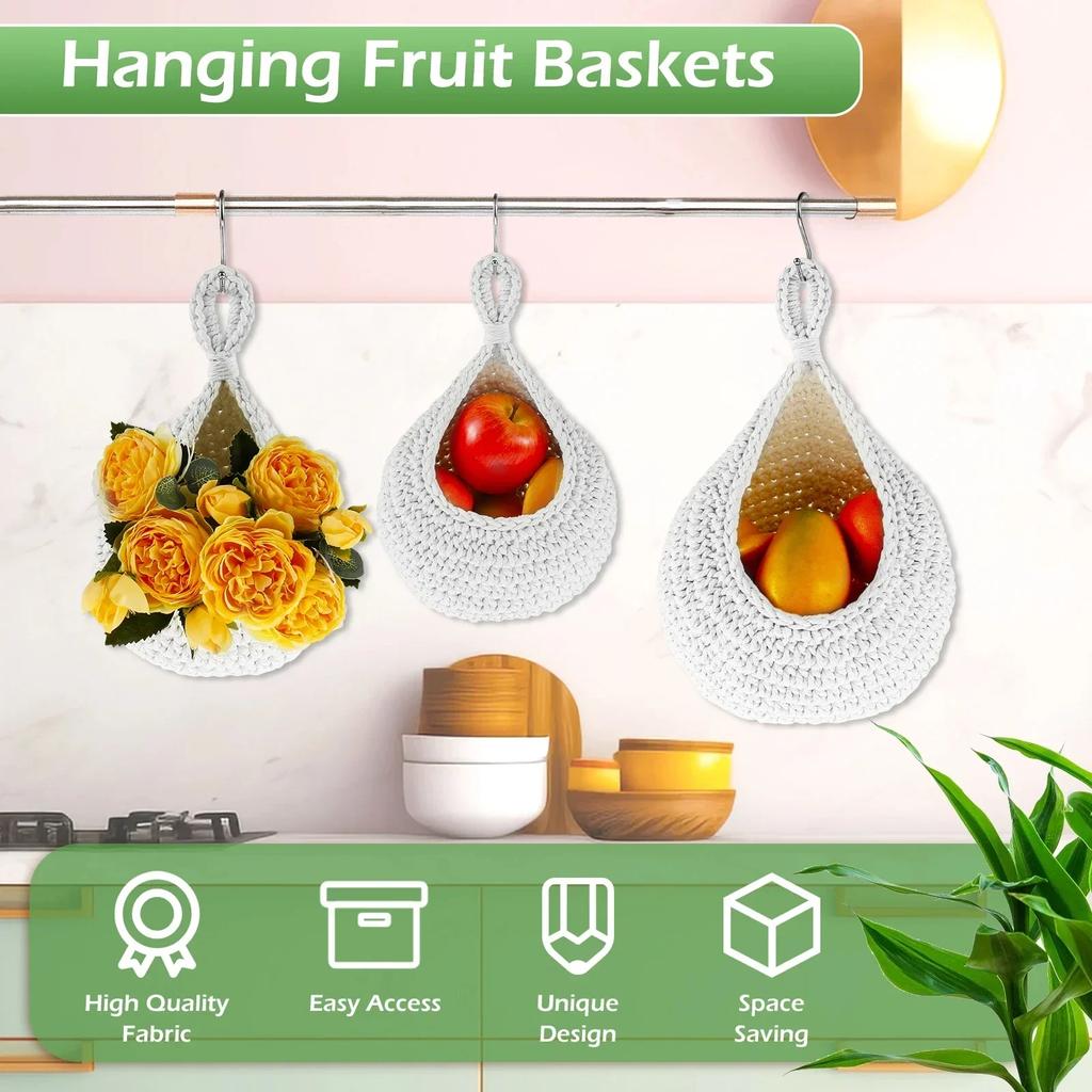 Hanging Baskets Onion Basket Coat Bohemian Storage Fruit Wall Hooks for Kitchen Home Restaurant Garlic Vegetable Wall Planters