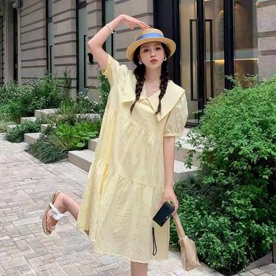 Sweet and Gentle Wind Retro Yellow Dress Female Doll Collar Small Fresh Coffee Break French Temperament First Love Long Dress