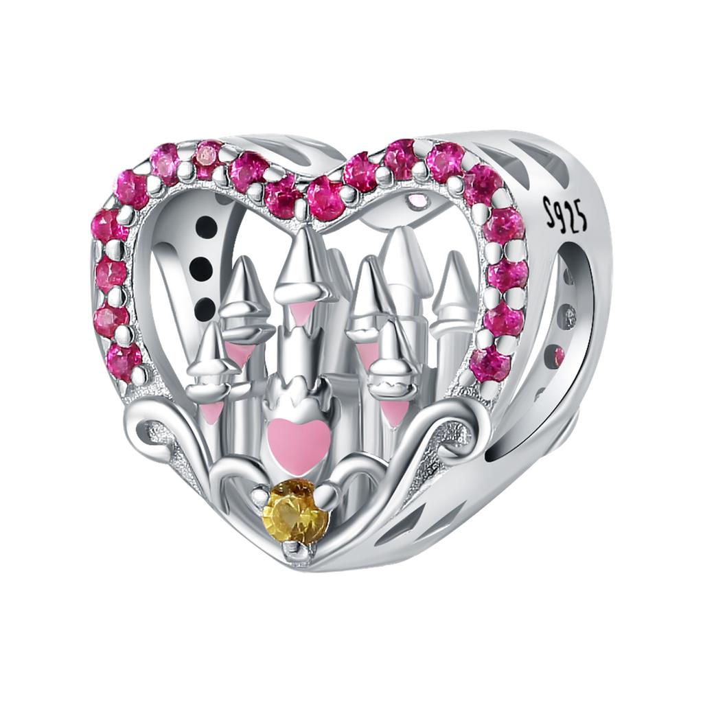 Copper Flower Love Heart Pink Series Charms Beads Fit Original Wear Bracelets Diyjewelry Accessories