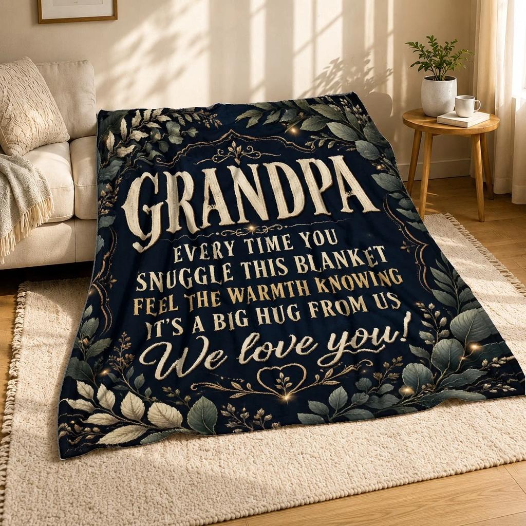 Grandpa We Love You Quote Coral Fleece Blanket