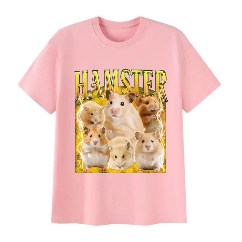 Funny Hamster Meme Graphic T Shirt Men Women Vintage Harajuku T-shirts Casual High Quality Oversized Cotton T-shirt Tops