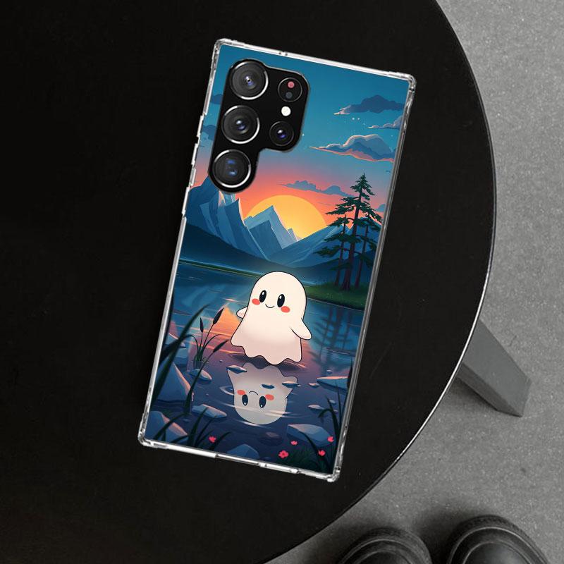 Cute Halloween Ghost Phone Case Cover for Samsung Galaxy S26 S25 Edge S24 S23 Ultra S22 Plus S21 FE S20 + Art Customized Fundas