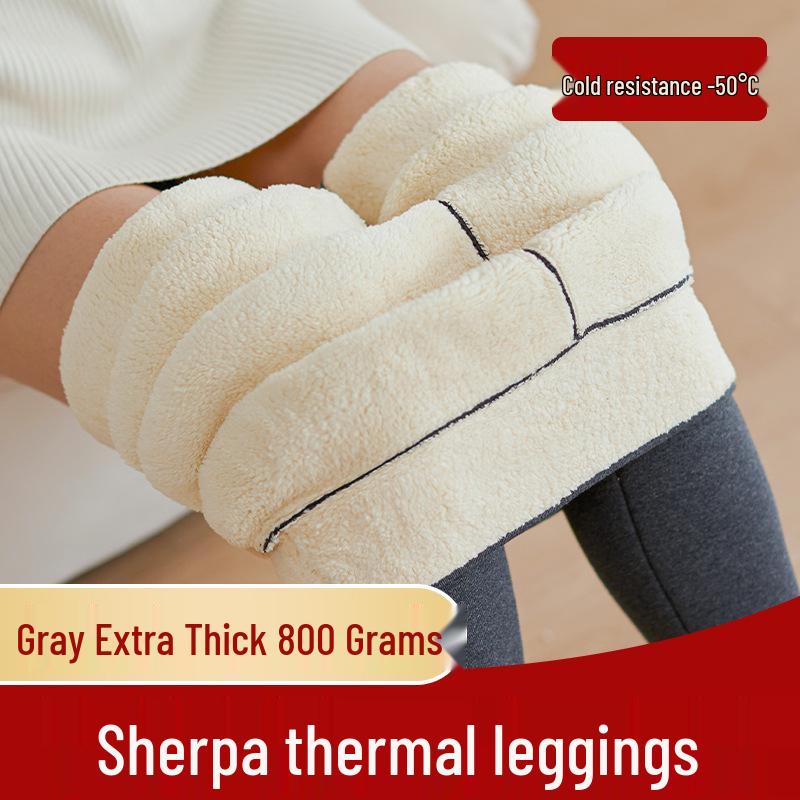 Women's High-Waisted Lambswool Cotton Fleece-Lined Winter Leggings, Extra Thick Warm Plus Size Pants