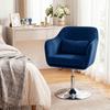 Retro Velvet Swivel Tub Chair with Steel Frame, Cushion Seat, Dark Blue