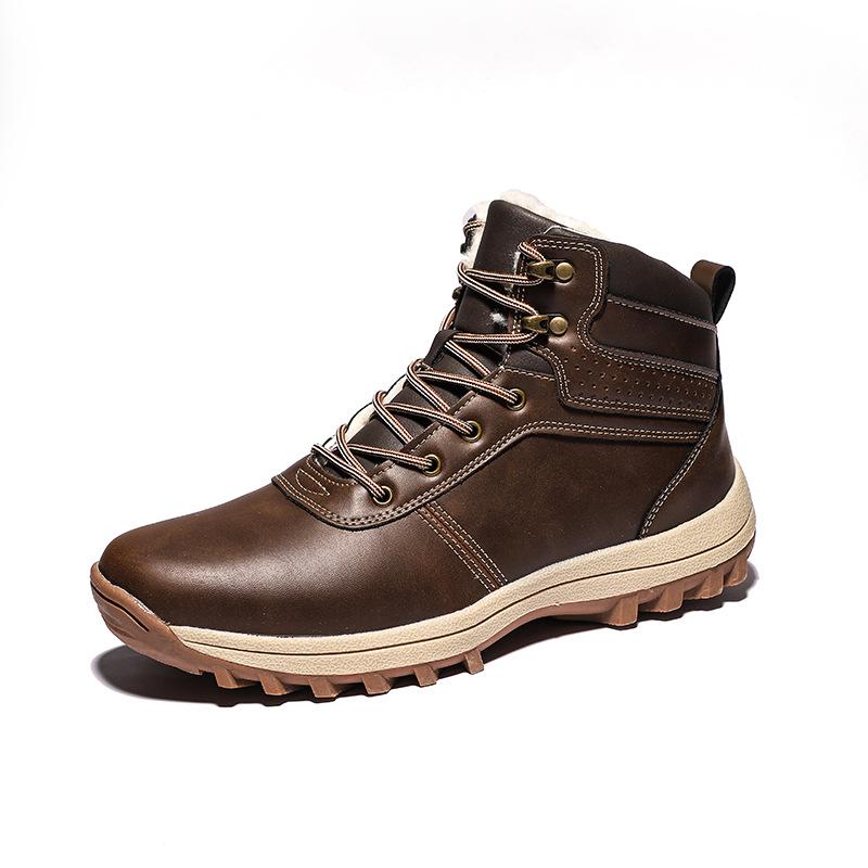 Men's Martin Boots: Autumn/Winter Korean Punk Trend Shoes, Plus Velvet, Thickened Cotton, Snow Boots, Workwear.