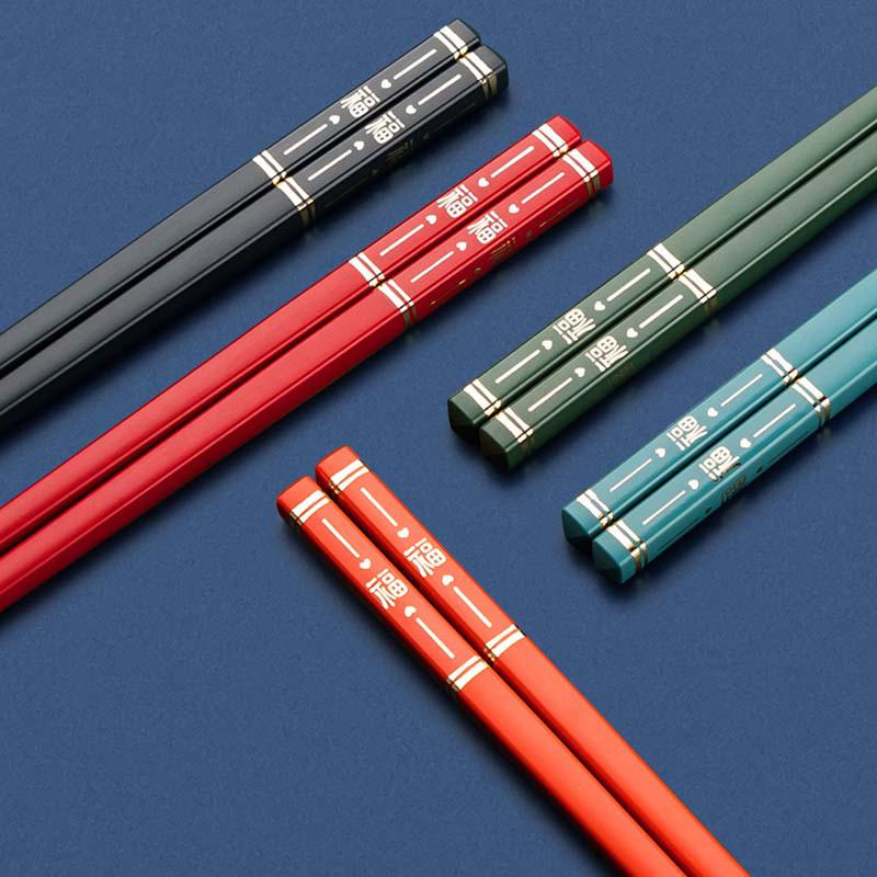 5 pares de pauzinhos coreanos para alimentos antiderrapantes varas de sushi reutilizáveis ​​liga chinesa conjunto de talheres de liga saudável