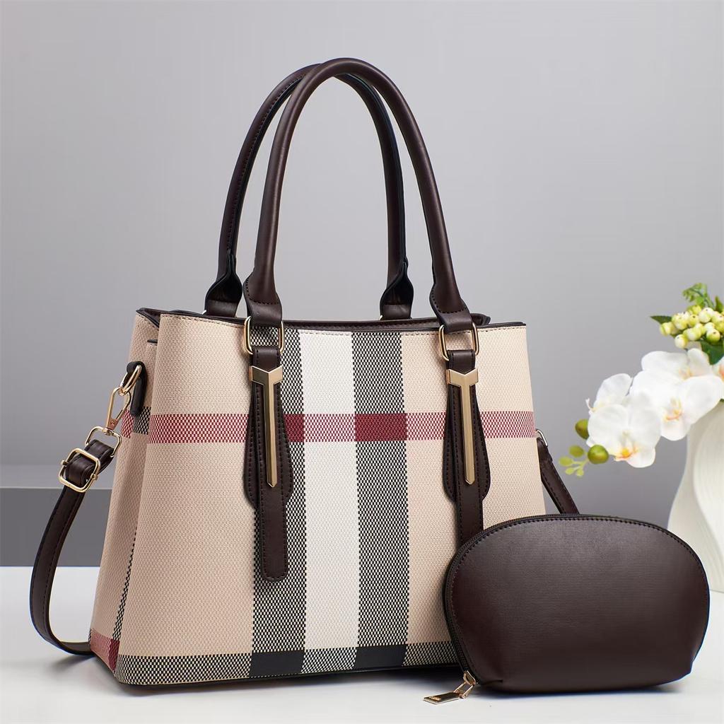 New High Appearance Level Matching Child Female Bag Color Contrast Multi-layer Waiting for Storage Handbag Simple Plaid Single Shoulder Bag Tide