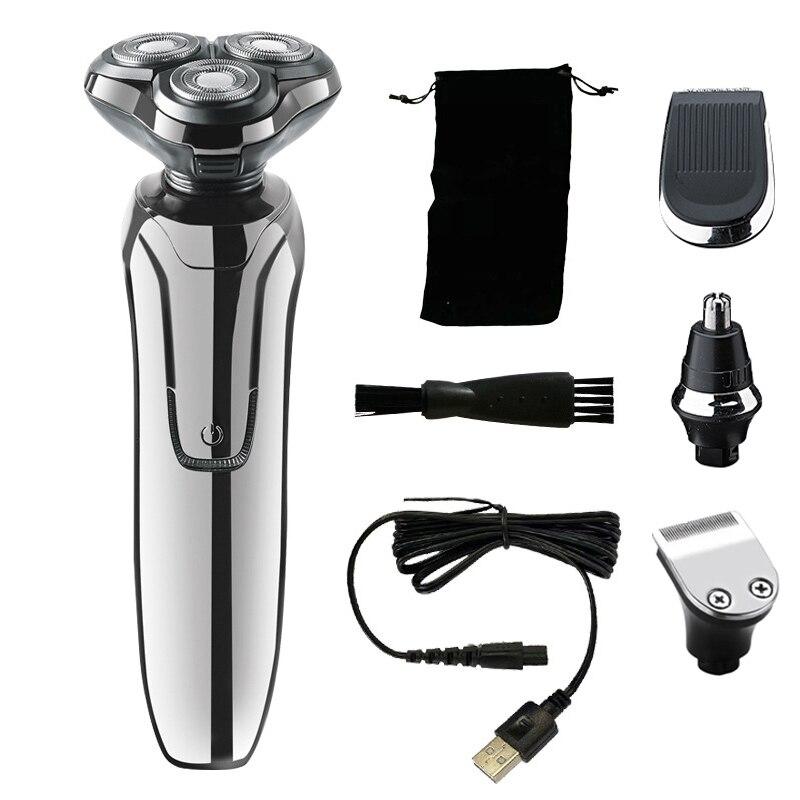 Floating Three Blade 4D Electric Razor For Mens Whole Body Washing Razor Rechargeable Intelligent Electric Shaver Men