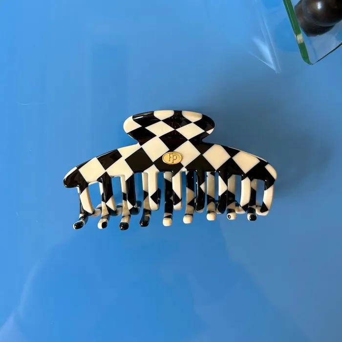 checkerboard hair clip