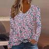 Women's T-Shirt Floral Graphic Flower Elegant Fashion Tee Long Sleeve T-shirts V-Neck Regular Tops Pullover Fall