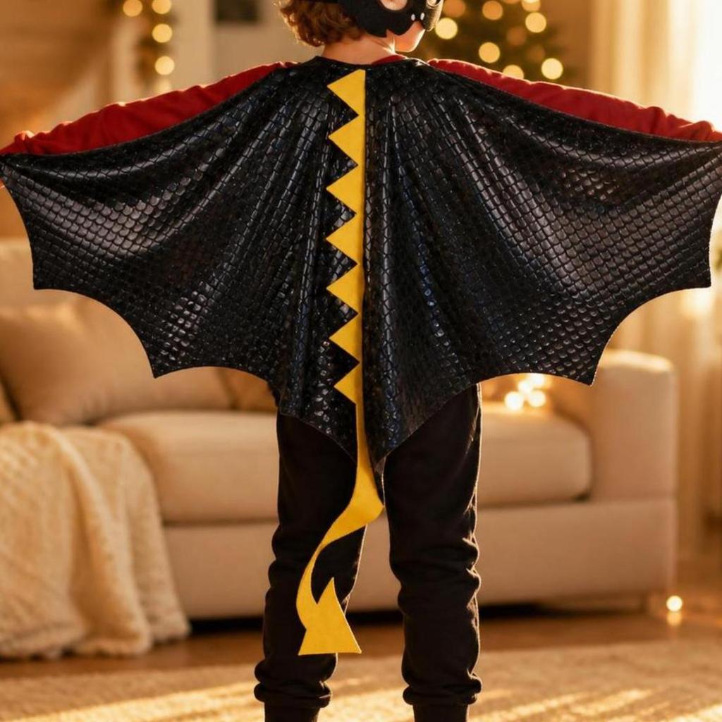 Dinosaur Cape Shiny Costume with Mask Sparkling for Halloween, Kids