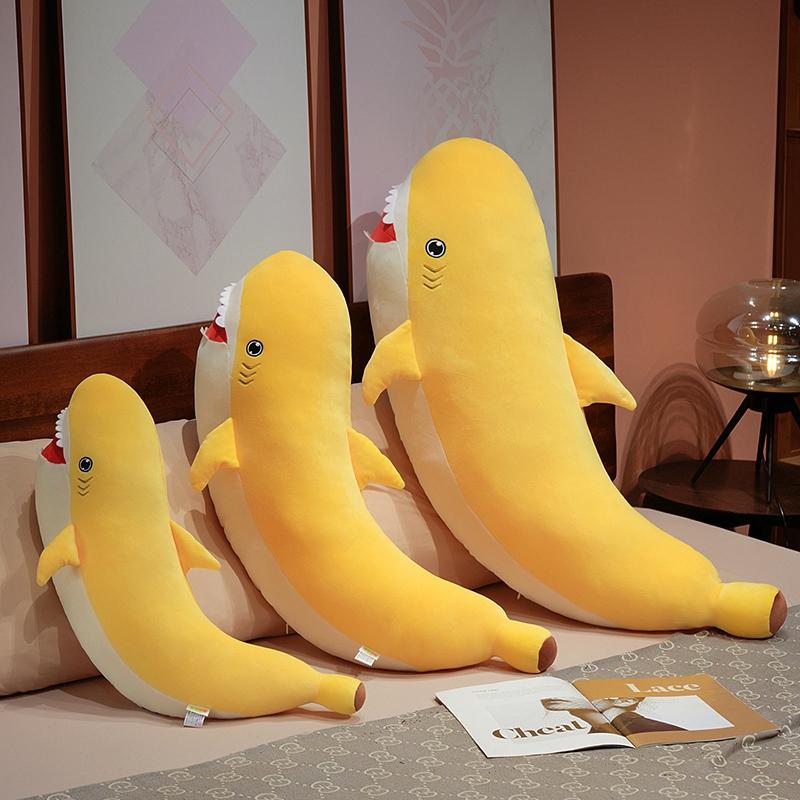 Creative Banana Shark Plush Toy Soft Cotton Stuffed Cozy Shark Pillow Cute Home Decor Gift