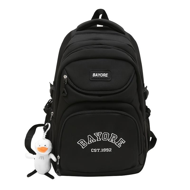 

Новая легкая школьная сумка из нейлона, модный мужской студенческий рюкзак большой вместимости, уличный повседневный рюкзак с подвеской чёрный