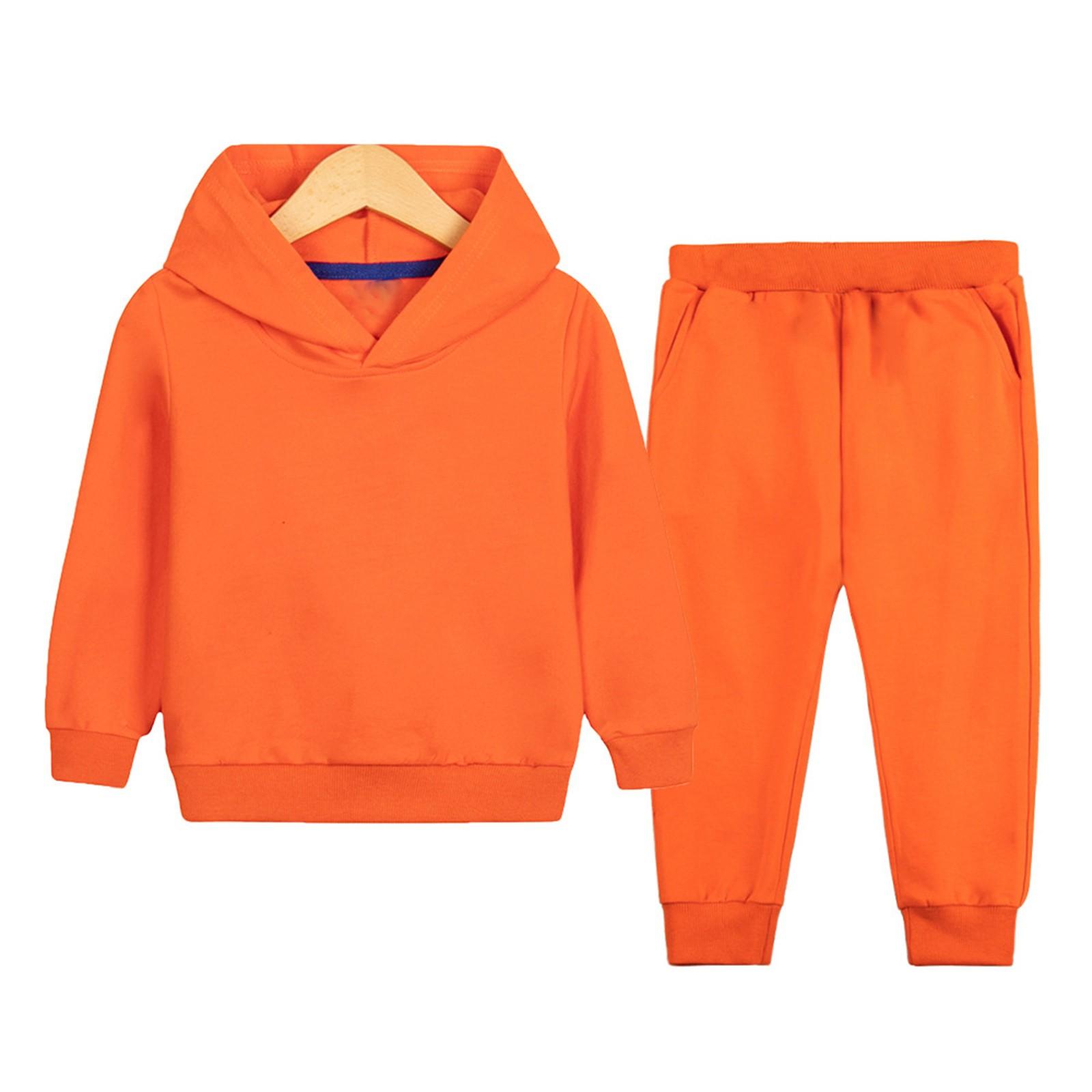Children s Suit Boys And Girls Winter Long Sleeve  Hoodie Pants Sports Suit 140 оранжевый