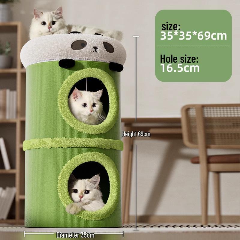 Компактное многоуровневое кошачье дерево с лежанкой, платформами и когтеточкой из сизаля для маленьких домов Cat Climbing Frame