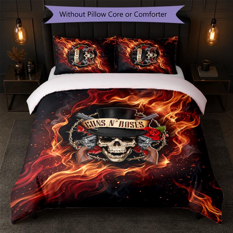 Guns N’ Roses Print 3Pcs Bedding Set Duvet Cover With Two Pillowcases Soft Bed Linen For Household Bedroom