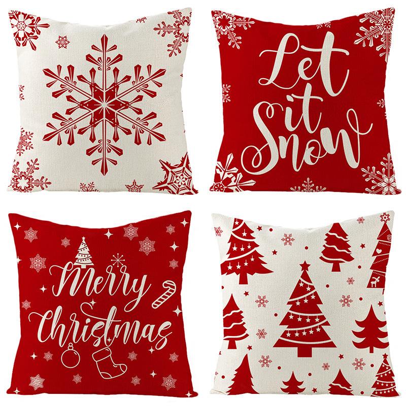 Pillowcase Christmas Tree Snowflake Print Pillowcase Home Sofa Living Room Cushion Backrest