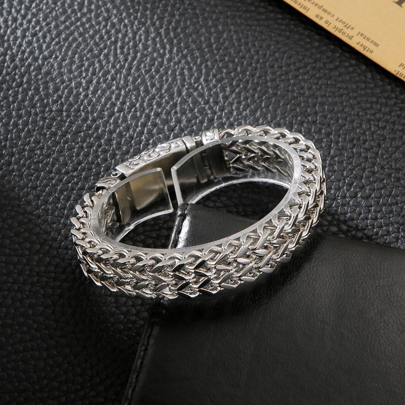 Kalen Punk High Polish Textured Bracelet Men's Chunky Stainless Steel Bicycle Chain Mesh Jewelry Accessories Box Chain Gift