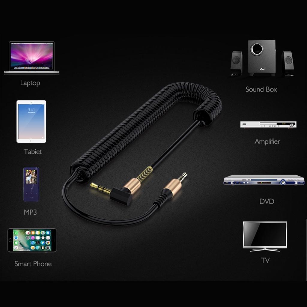 3.5mm Male To Male Audio Cable Flexible Spring Elbow 1M Aux Line For ...