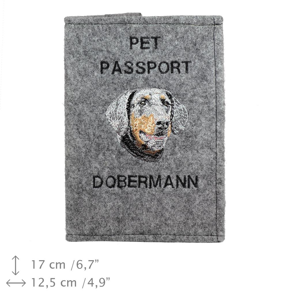 Dobermann, Doberman Pinscher, Dobie I - Dog passport case, document case, gift for the traveller from the Art-Dog brand