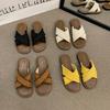 Cross-strapped slippers women's summer wear 2025 new retro thick-bottomed non-slip beach vacation cool slippers one-word drag