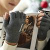 Half-finger Men's Gloves Autumn and Winter Dew Two-finger Thickened Warm Touch Screen Plush Wool Cold-proof Outdoor Cycling Knitting