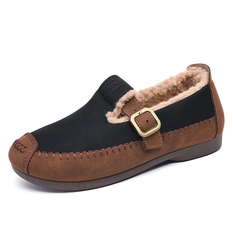 2025 Winter Fashion Women's Fleece-Lined Non-Slip Flat Shoes