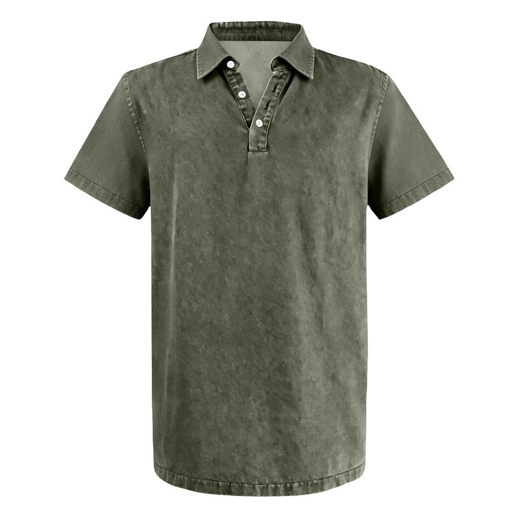 Men's Summer Color Pocket Sports Buttons Short Sleeve Shirt Men's Sports Casual Short Sleeve Shirt