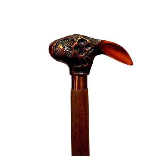 91.44 Cm Wooden Walking Cane Hand Carved Walking Stick Rabbit Head Best Gift for Father, Mother, Grandmother, Grandfather Gift