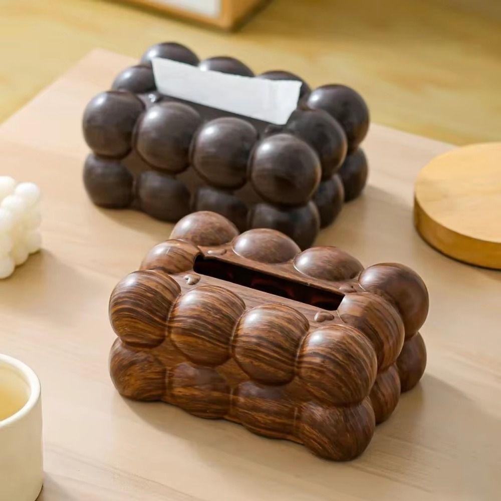 

Non Slip Desktop Tissue Box Wide Opening Napkin Container Creative Facial Tissue Holder Home коричневий