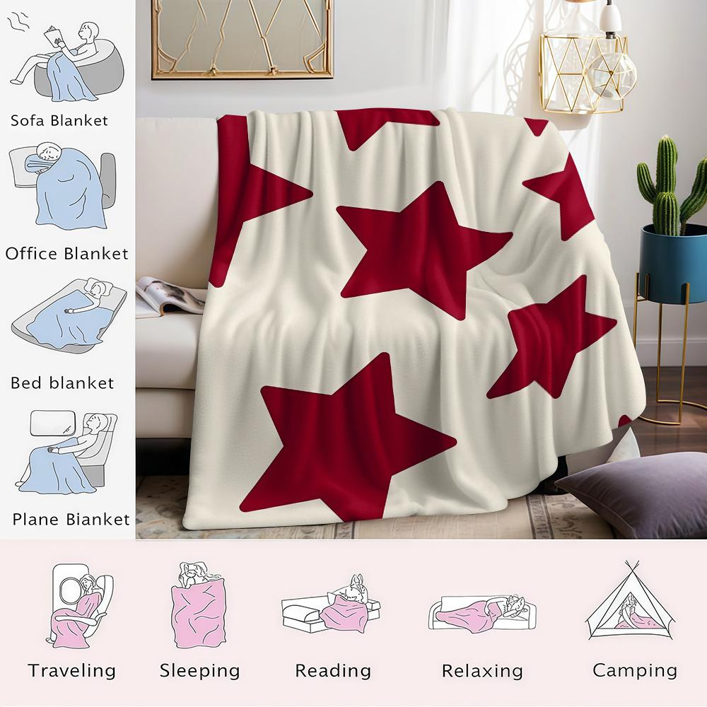 Cream red heart Flannel Blanket Warm Soft Halloween Christmas Couch Warm Cozy Decorative Decor Gift for All Season
