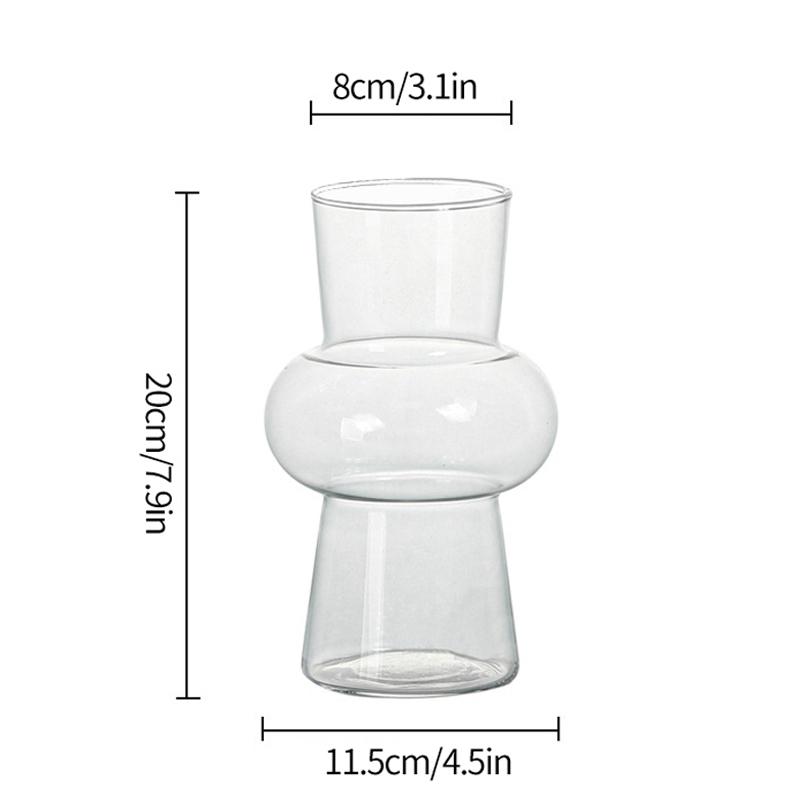 Creamy Color Glass Vase Hydroponic Flower Vase Transparent Plant Pots Dinning Living Room Decorative Vases Home Office Decor