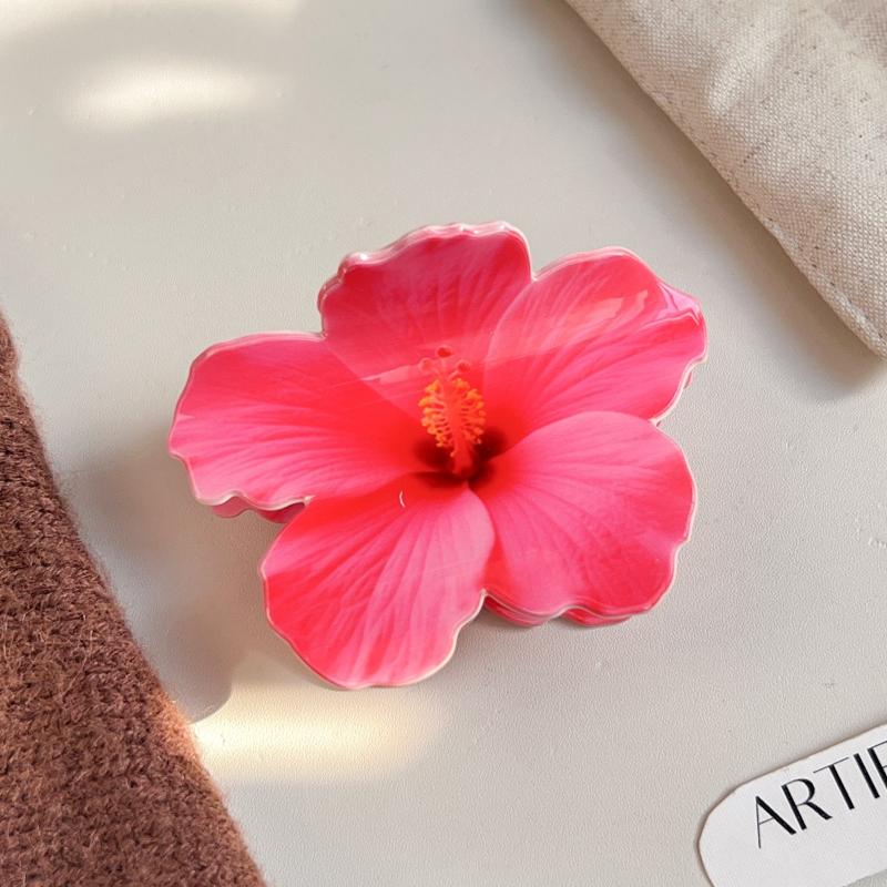 

Hibiscus Flower Hair Claw Large Acrylic Beach Crab Clip for Women Summer Vacation Stylish Hair Accessory