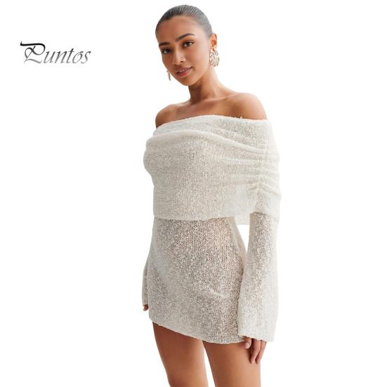 

Женское платье с воротником-шалью, длинными рукавами-рогами, эластичное однотонное облегающее мини-платье длиной выше колена, вечернее платье для клуба L белый