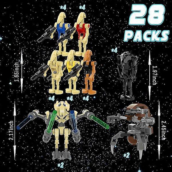 28pcs Star Wars Minifigures Battle Droids Building Blocks Set General Grievous Droideka Battle Droids Action Figures