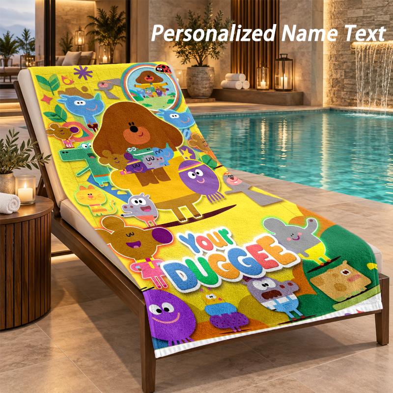 Hey Duggee Custom Name Beach Towel Large Soft Towel for Indoor Bathroom Outdoor Beach