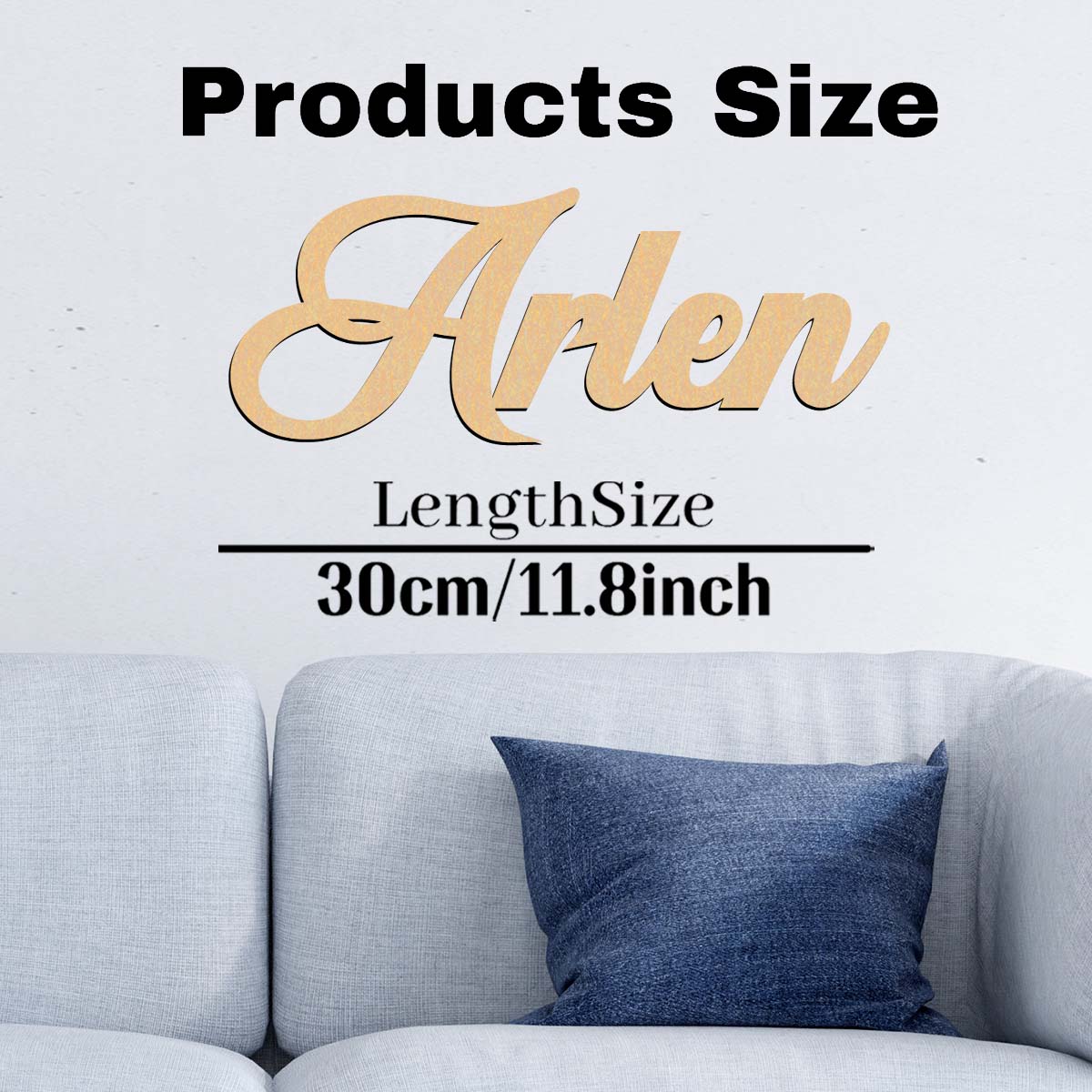 1pc Romantic Arlen example Customized Letter Laser-Cut Sign Wooden Decor Wooden Plaque Vertical Orientation Door Hanging Decor S30cmLength