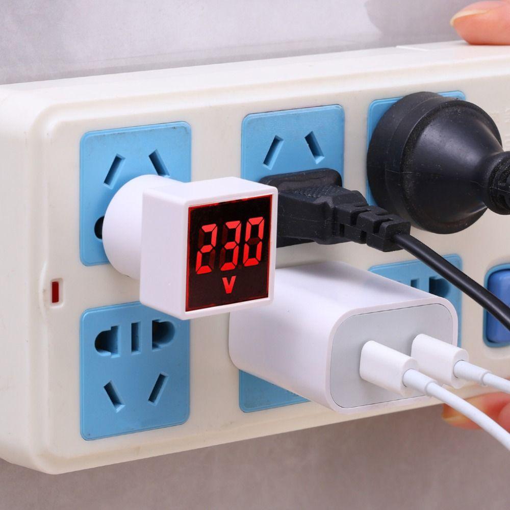 EU Plug Test Indicator Light Voltmeter 50-500V Car Motorcycle Detector Durable Digital Voltmeter
