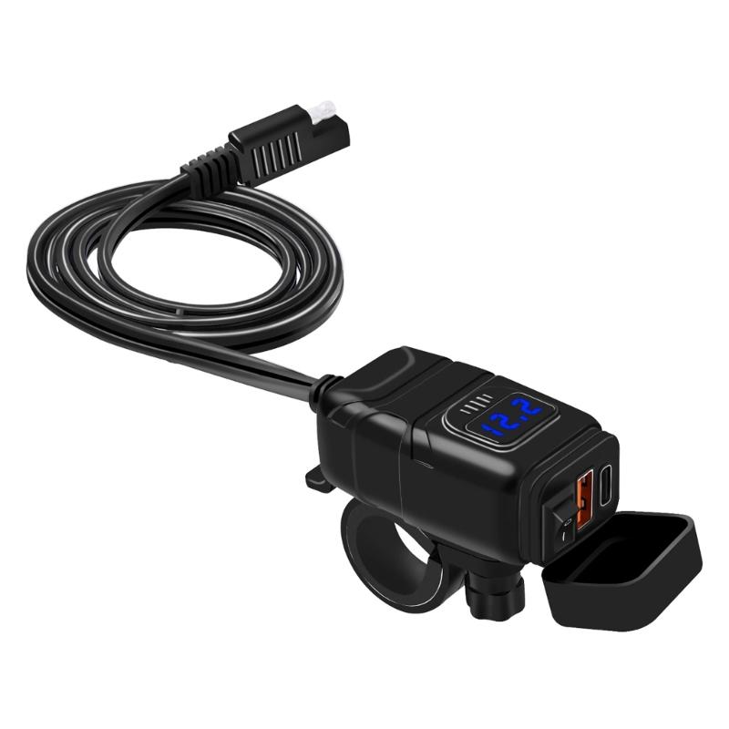 Motorcycle-Charging Socket USB Outlet DC12-24V 30W PD USB-C 18W QC3.0 Power Outlet Dustproof Phone Charger-for Motocross