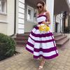 European & American Women's Striped Sling Evening Dress - Fashionable, Sexy, Long Style
