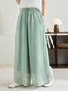 Linen Wide-Leg Pants - Spring 2026: Comfortable, Elastic Waist, Retro Artistic Style, Solid Color, Casual.