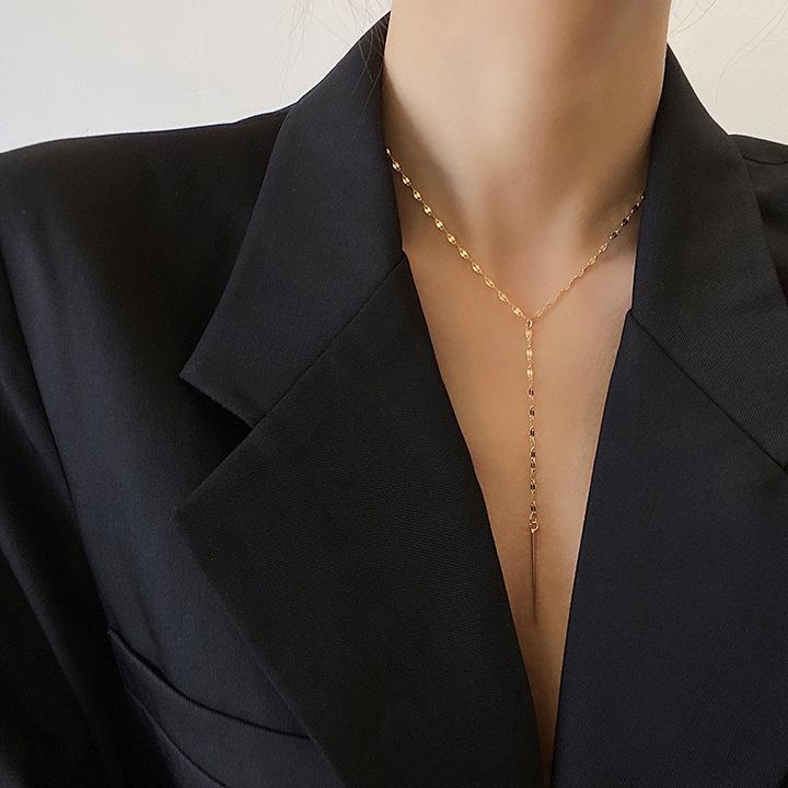 South Korea Dongdaemun Necklace Y-Shaped Neck Chain Women'S Temperament Clavicle Chain According To Simple Cold Wind Neck Jewelry