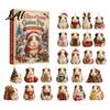 Acrylic Christmas Decorations Guinea Pig Advent Ornament Set 2D Calendar 24-Day with Cute Animal Figurine Outfits Tree Hanging Decor